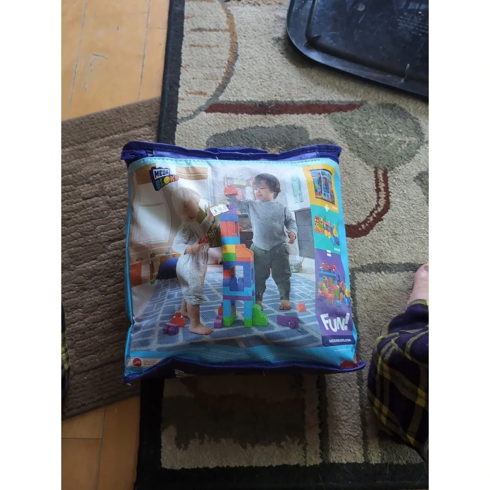 MEGA BLOKS First Builders Toddler Blocks Toys Set, Big‎ Building Bag Blue Used
